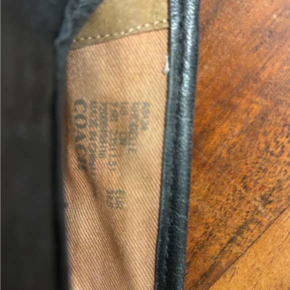 Coach Black Leather Loafers with Tan Woven Detail - Picture 4 of 5